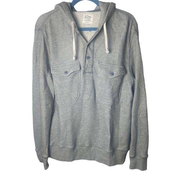 J.Crew gray medium long sleeve hooded button v-neck sweatshirt - Picture 1 of 5